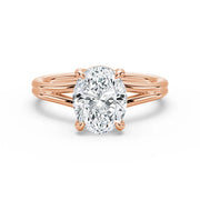 Oval Cut Lab Grown Diamond Solitaire 14K Gold Ring