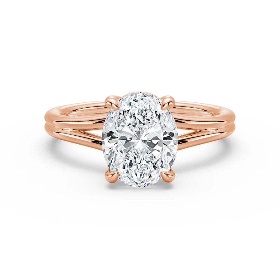 Oval Cut Lab Grown Diamond Solitaire 14K Gold Ring