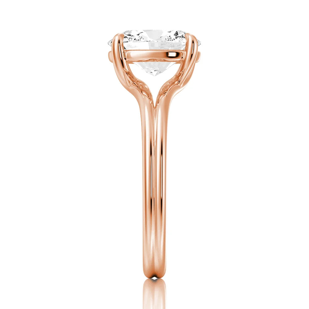 Oval Cut Lab Grown Diamond Solitaire 14K Gold Ring