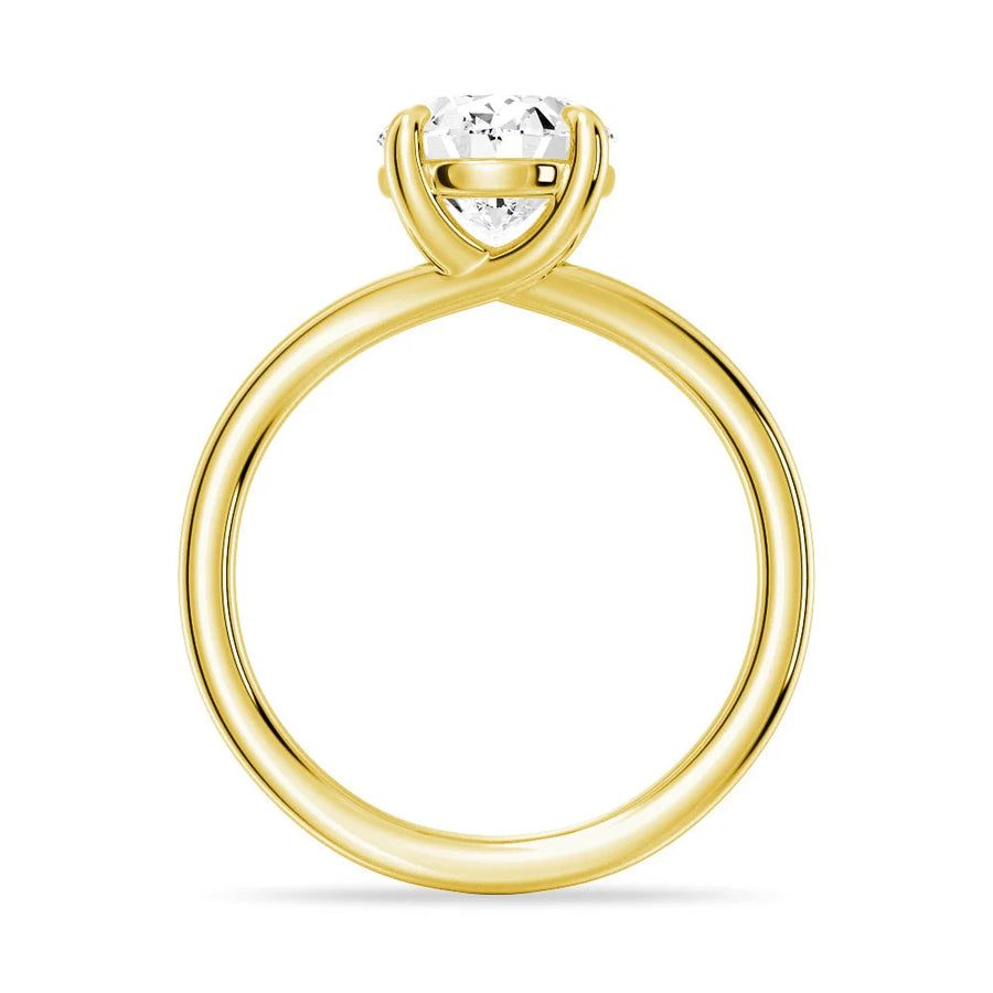Oval Cut Lab Grown Diamond Solitaire 14K Gold Ring