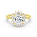 Round Cut Lab Grown Diamond Engagement 9K Gold Ring
