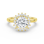 Round Cut Moissanite Diamond Engagement 14K Gold Ring