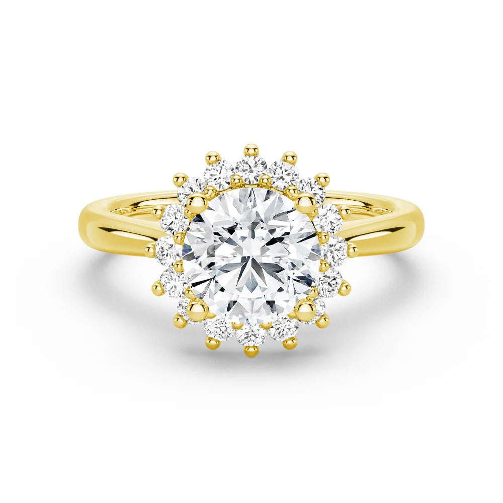 Round Cut Moissanite Diamond Engagement 14K Gold Ring