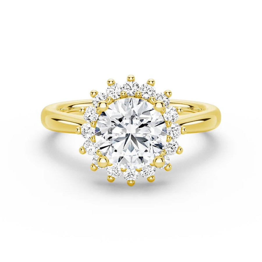 Round Cut Moissanite Diamond Engagement 14K Gold Ring
