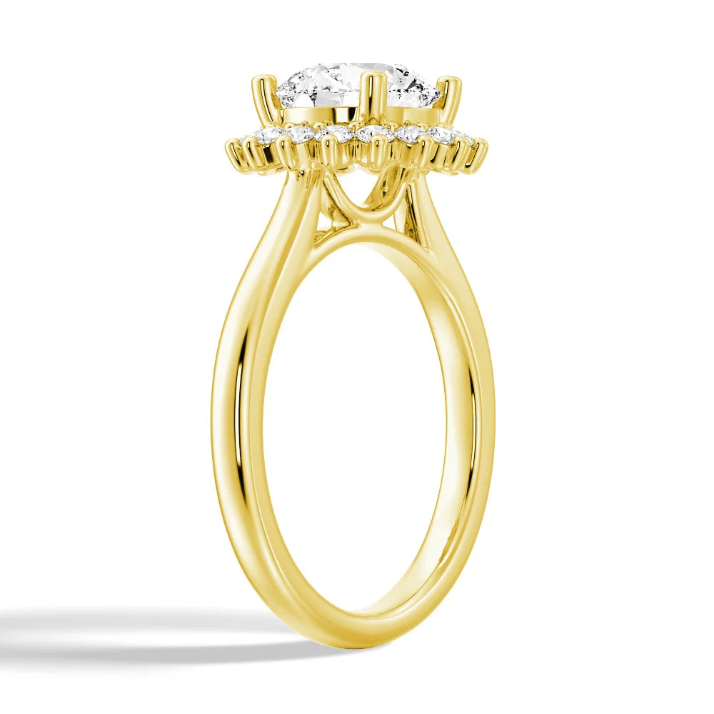 Round Cut Moissanite Diamond Engagement 14K Gold Ring