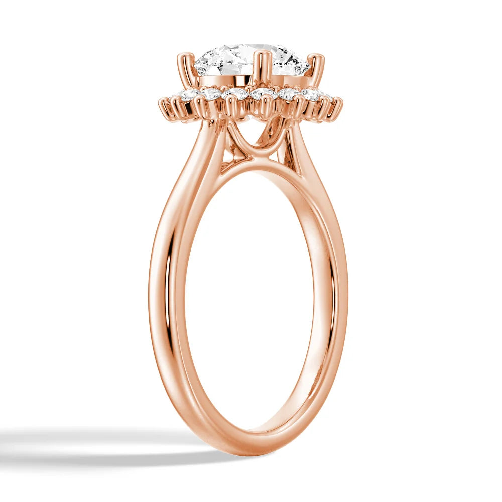 Round Cut Moissanite Diamond Engagement 14K Gold Ring