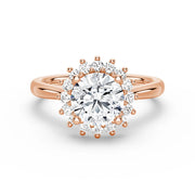 Round Cut Moissanite Diamond Engagement 14K Gold Ring