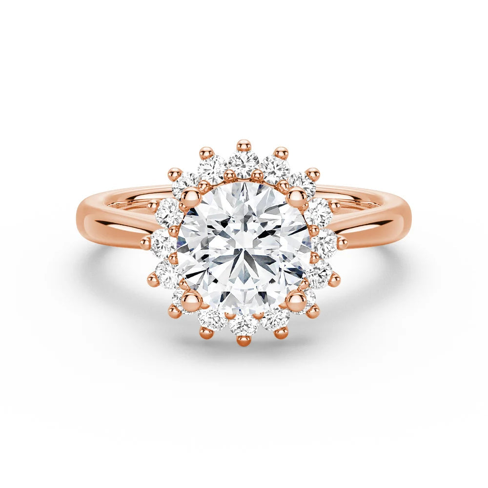 Round Cut Moissanite Diamond Engagement 14K Gold Ring