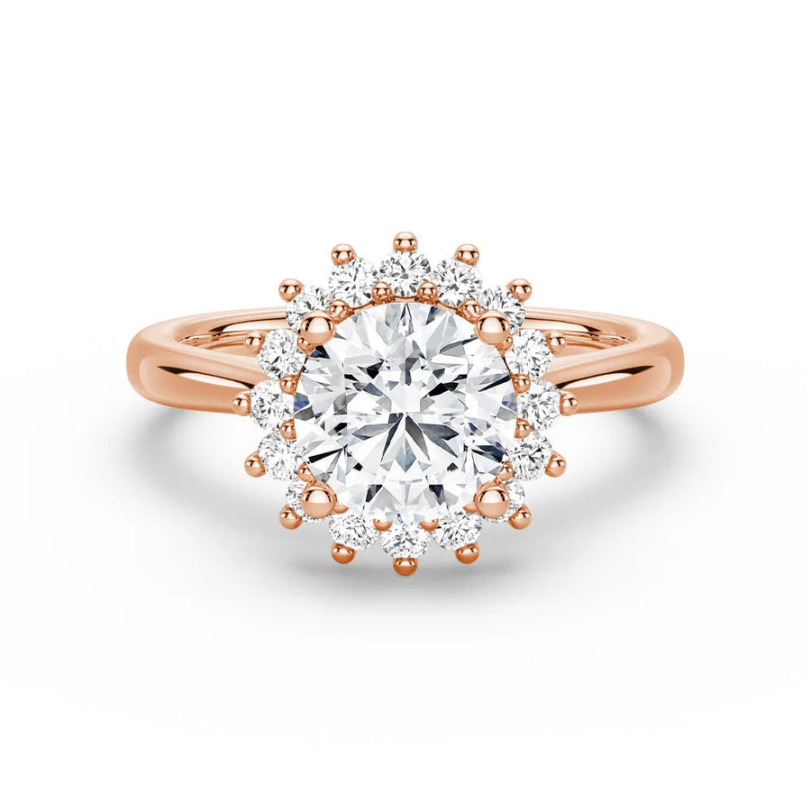 Round Cut Moissanite Diamond Engagement 14K Gold Ring