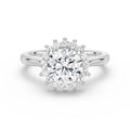 Round Cut Moissanite Diamond Engagement 14K Gold Ring