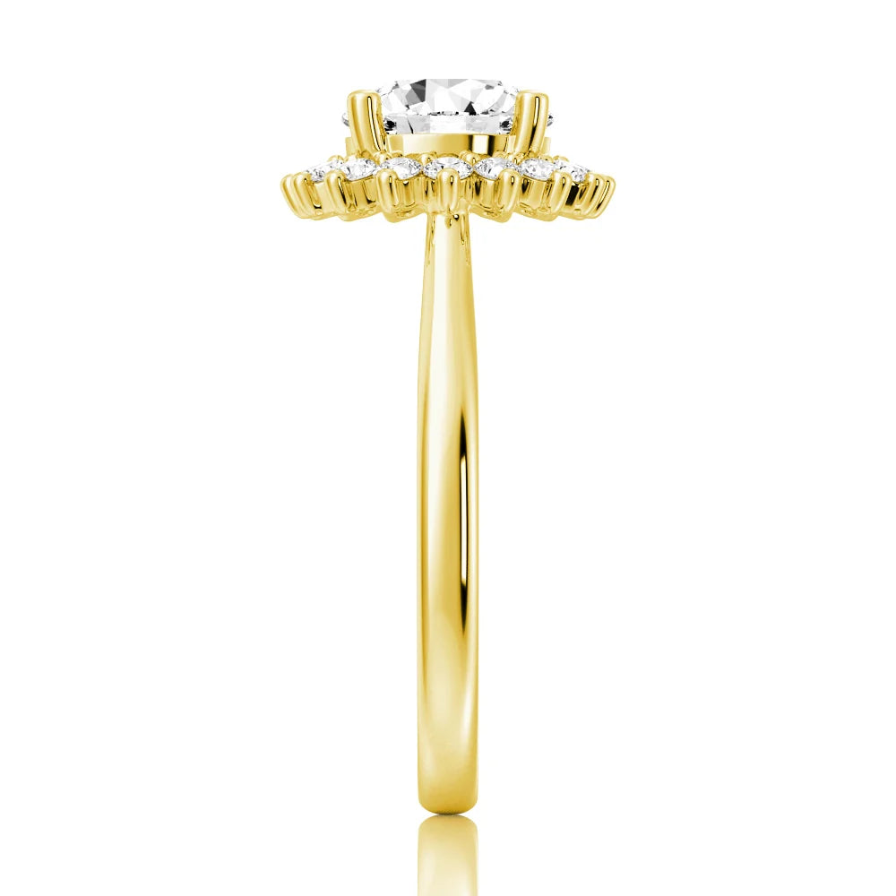 Round Cut Moissanite Diamond Engagement 14K Gold Ring