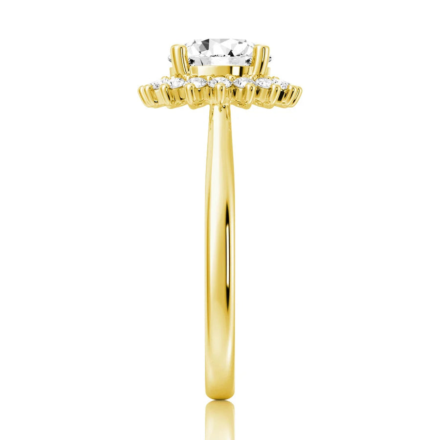 Round Cut Moissanite Diamond Engagement 14K Gold Ring
