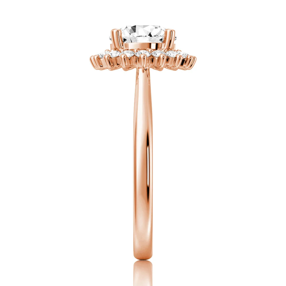Round Cut Moissanite Diamond Engagement 14K Gold Ring