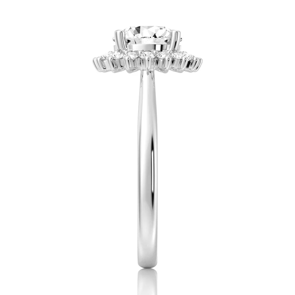 Round Cut Moissanite Diamond Engagement 14K Gold Ring