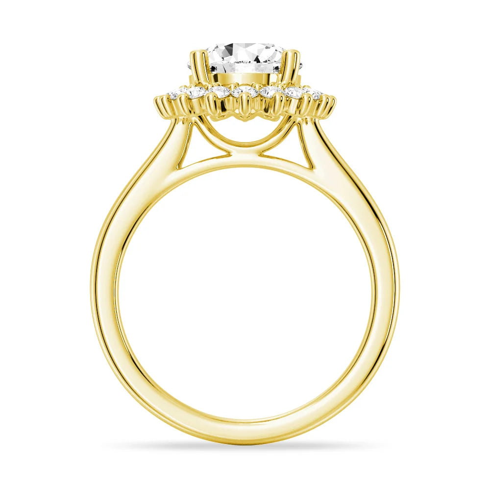 Round Cut Moissanite Diamond Engagement 14K Gold Ring