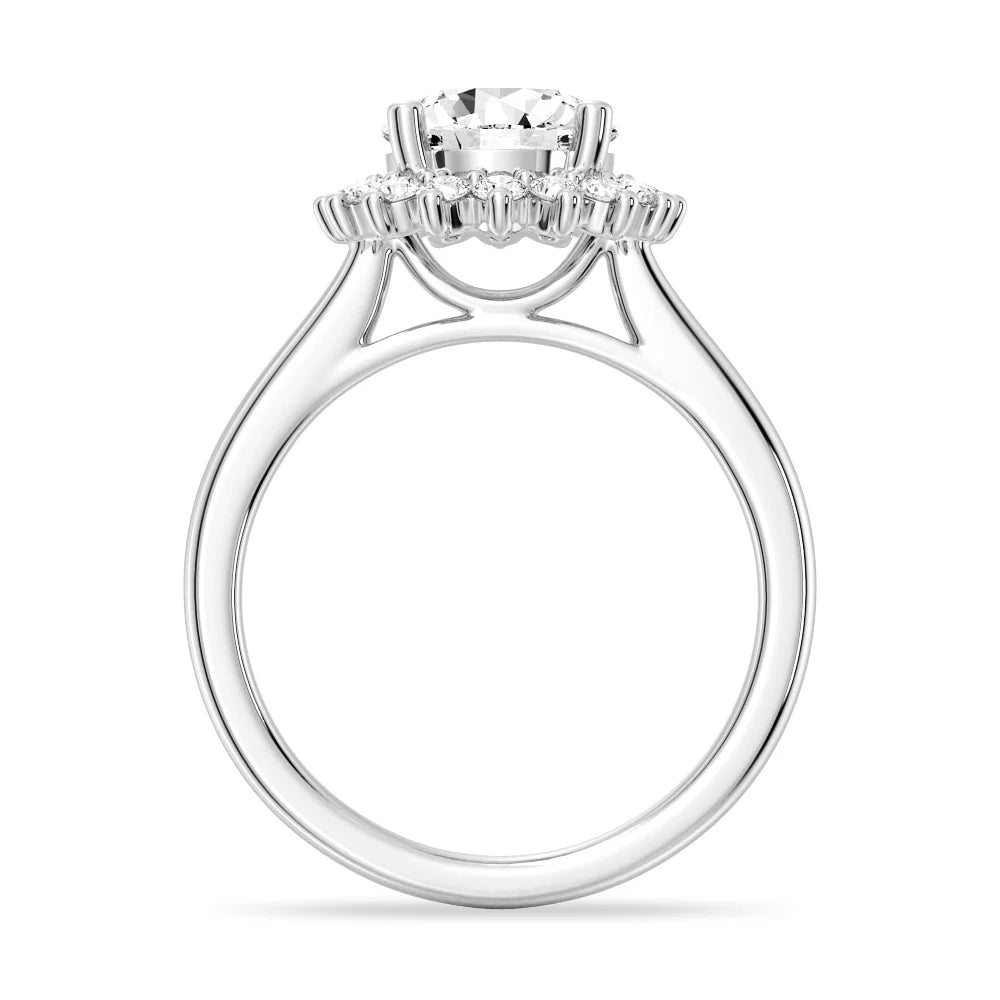 Round Cut Moissanite Diamond Engagement 14K Gold Ring