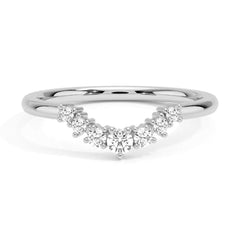 Round Cut Moissanite Diamond Wedding Band Sterling Silver Ring