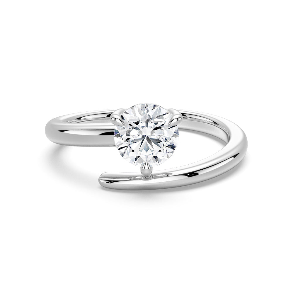 Round Cut Moissanite Diamond Solitaire 14K Gold Ring