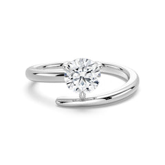 Round Cut Moissanite Diamond Solitaire Sterling Silver Ring