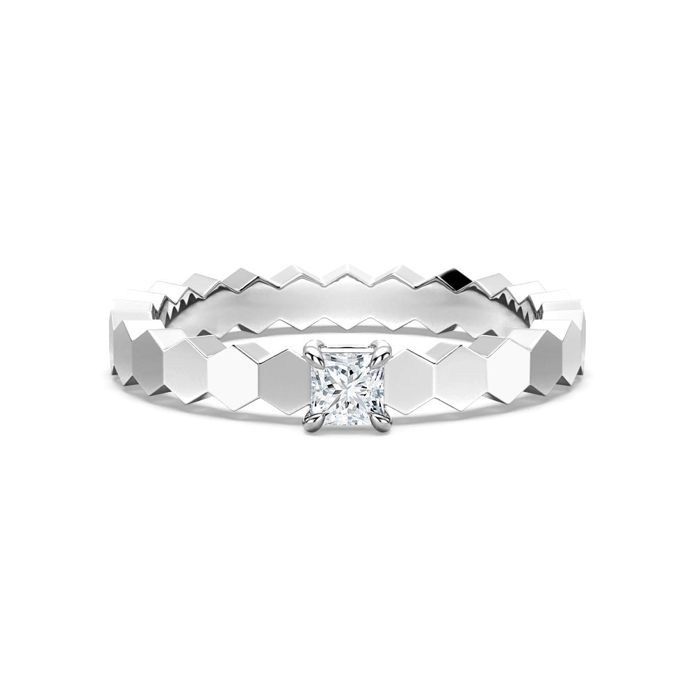 Princess Cut Moissanite Diamond Solitaire 9K Gold Ring