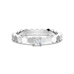 Princess Cut Moissanite Diamond Solitaire Sterling Silver Ring