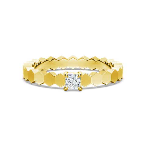 Princess Cut Lab Grown Diamond Solitaire 14K Gold Ring