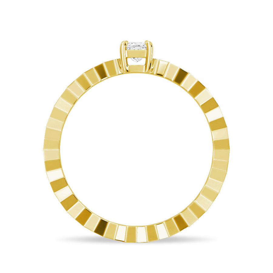 Princess Cut Moissanite Diamond Solitaire 9K Gold Ring