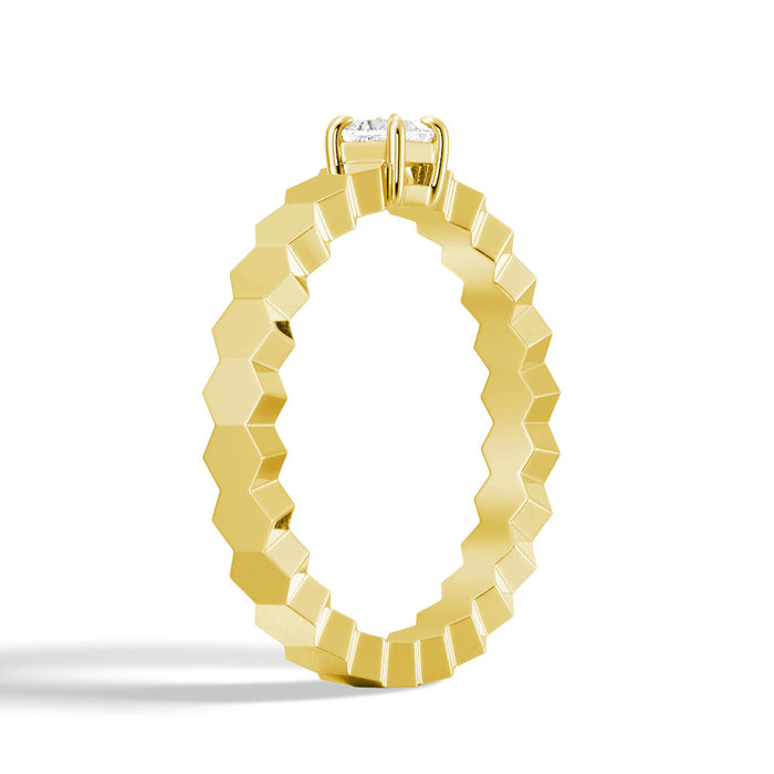 Princess Cut Moissanite Diamond Solitaire Sterling Silver Ring