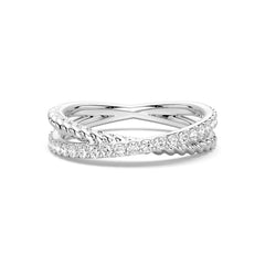 Round Cut Moissanite Diamond Wedding Band Sterling Silver Ring