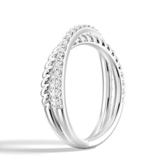 Round Cut Moissanite Diamond Wedding Band Sterling Silver Ring