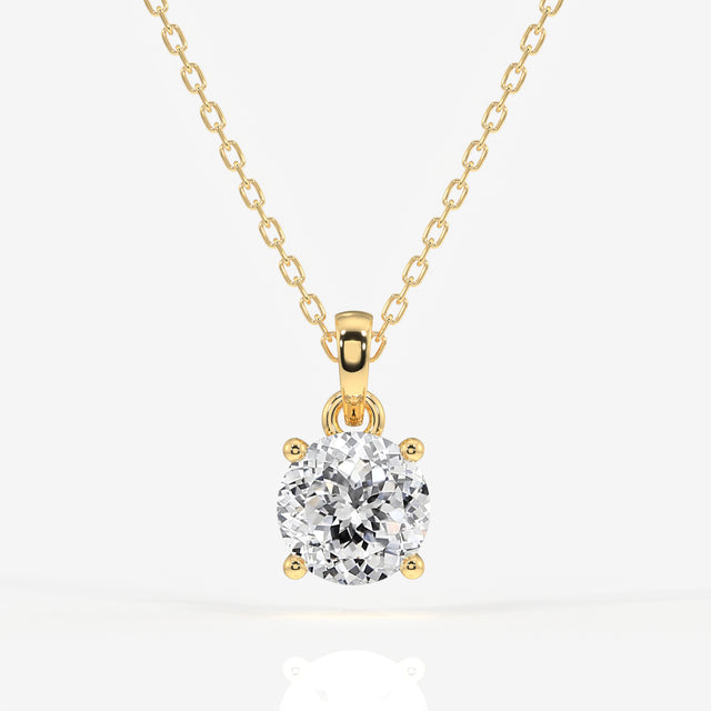 Portuguese Cut Moissanite Diamond Solitaire Four Prongs Sterling Silver Pendant