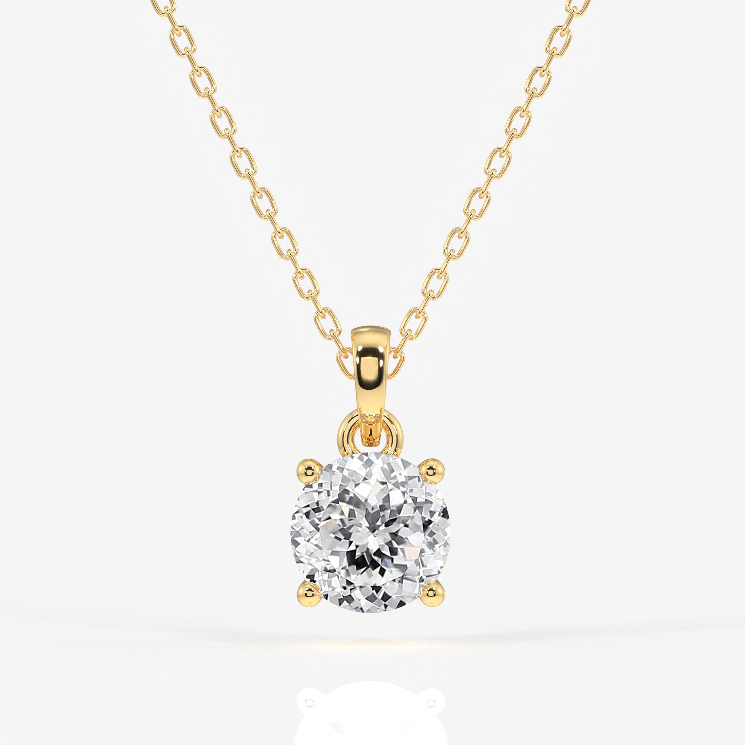 Portuguese Cut Lab Grown Diamond Solitaire Four Prongs 9k Gold Pendent