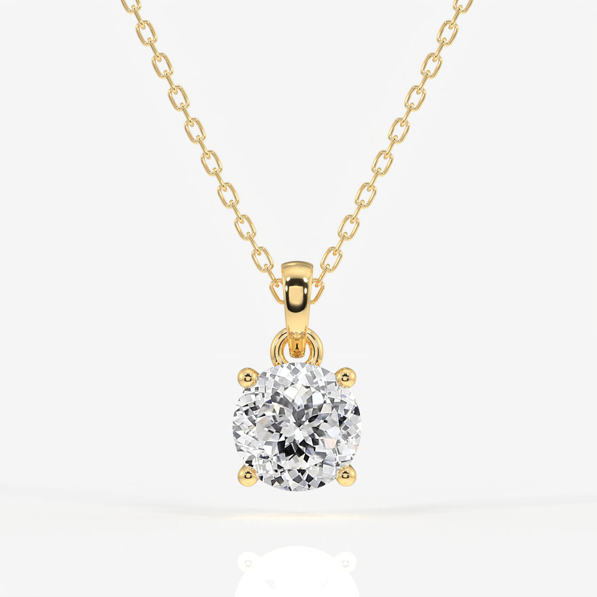 Portuguese Cut Moissanite Diamond Solitaire Four Prongs 14k Gold Pendant
