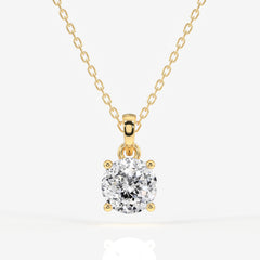 Portuguese Cut Moissanite Diamond Solitaire Four Prongs 14k Gold Pendant