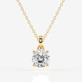 Portuguese Cut Moissanite Diamond Solitaire Four Prongs 18k Gold Pendant
