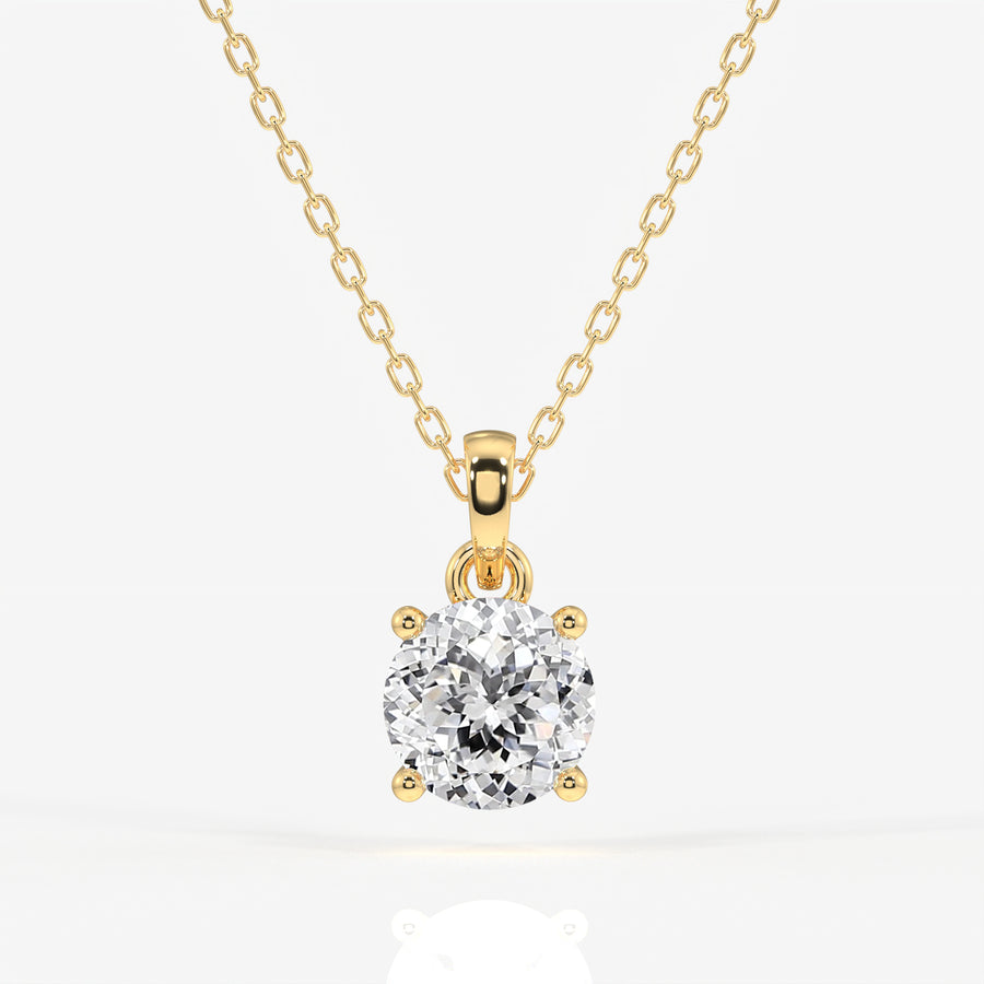 Portuguese Cut Moissanite Diamond Solitaire Four Prongs 18k Gold Pendant