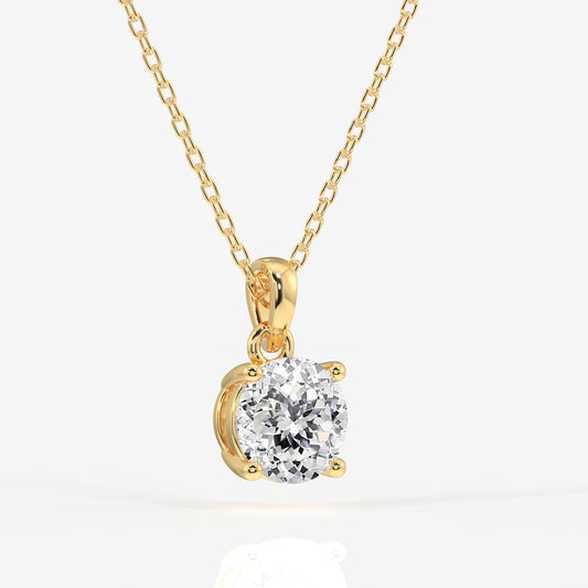 Portuguese Cut Moissanite Diamond Solitaire Four Prongs 14k Gold Pendant