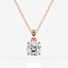 Portuguese Cut Moissanite Diamond Solitaire Four Prongs 14k Gold Pendant