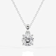 Portuguese Cut Moissanite Diamond Solitaire Four Prongs 18k Gold Pendant