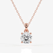 Portuguese Cut Moissanite Diamond Solitaire Four Prongs 18k Gold Pendant