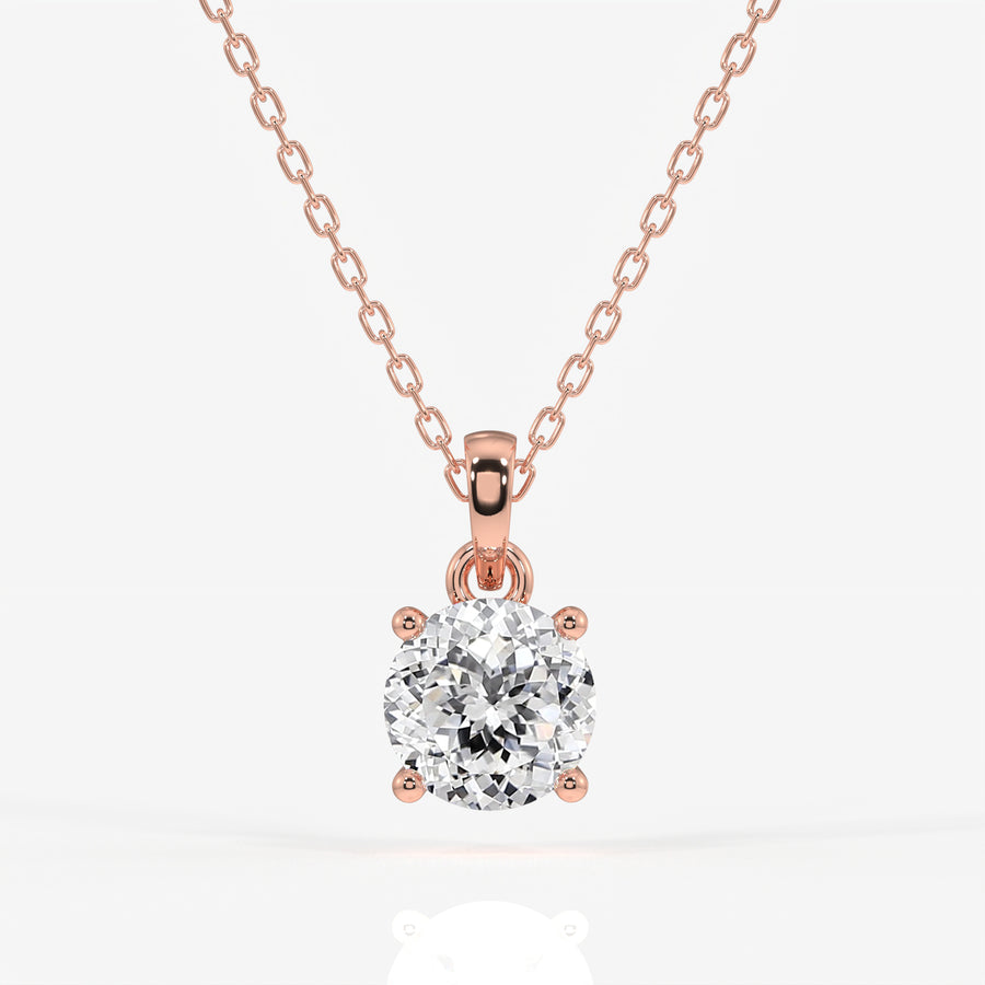 Portuguese Cut Moissanite Diamond Solitaire Four Prongs 18k Gold Pendant