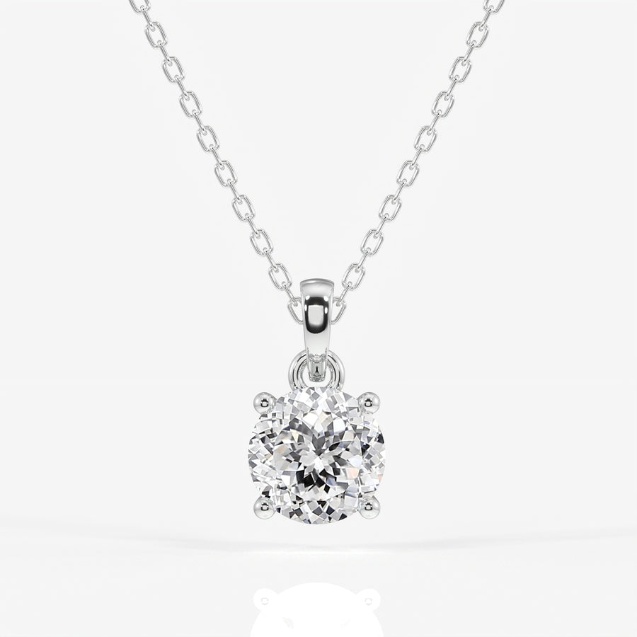 Portuguese Cut Lab Grown Diamond Solitaire Four Prongs 9k Gold Pendent