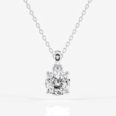 Portuguese Cut Moissanite Diamond Solitaire Four Prongs 14k Gold Pendant