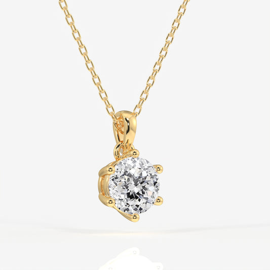 Portuguese Cut Moissanite Diamond Six Prong 14k Gold Pendant