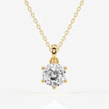 Portuguese Cut Moissanite Diamond Six Prong 18k Gold Pendant