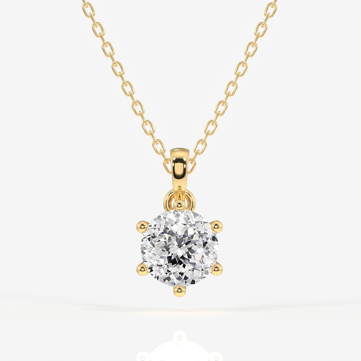 Portuguese Cut Moissanite Diamond Six Prong 18k Gold Pendant