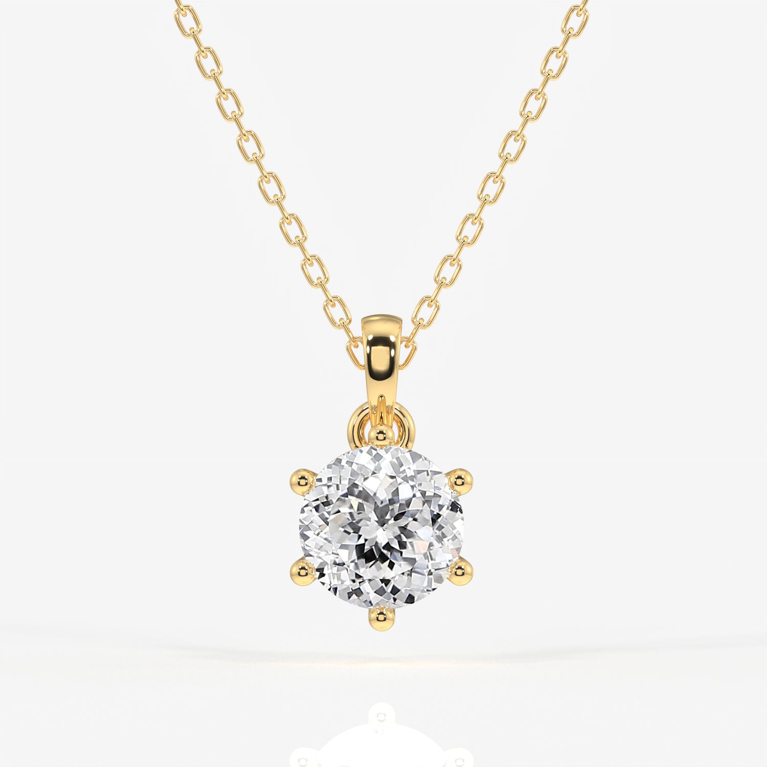 Portuguese Cut Lab Grown Diamond Six Prong 9k Gold Pendant