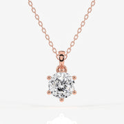 Portuguese Cut Moissanite Diamond Six Prong 18k Gold Pendant