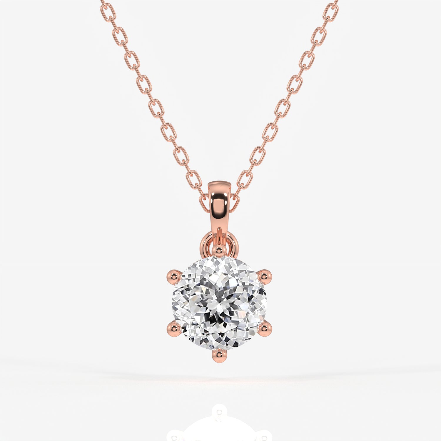 Portuguese Cut Moissanite Diamond Six Prong 18k Gold Pendant