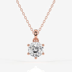 Portuguese Cut Moissanite Diamond Six Prong 14k Gold Pendant